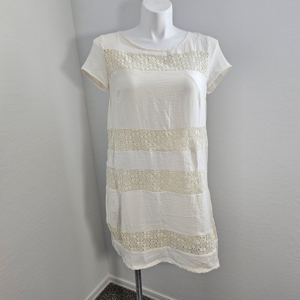 Merona Dress Womens Shift Cream Crochet Bands sz L